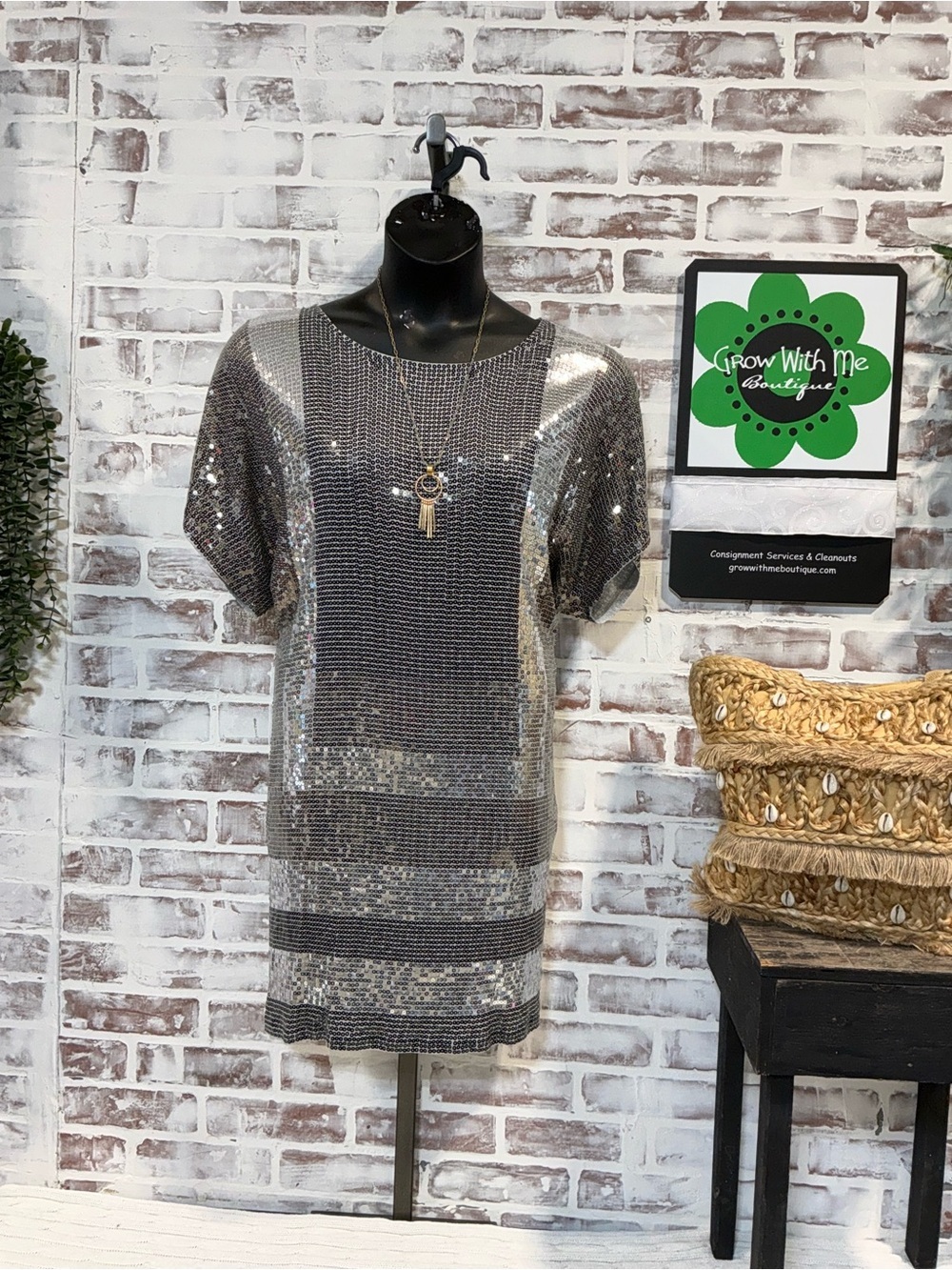 Michael Kors silver and Gray Mixed dress sequin